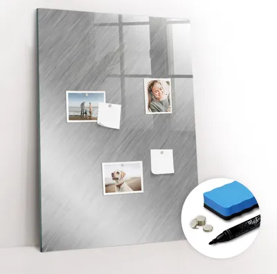 Produktbild von Magnetpinnwand Memoboard - Zubehörsatz - Schwarzer Marker + Schwamm + Magnete - 70 x 100 cm - Metallblitz