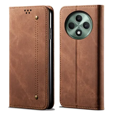 Immagine prodotto di Custodia per Oppo Reno12 F 5G, Custodia a portafoglio in pelle con chiusura magnetica e supporto marrone