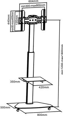 Produktbild von myWall HP 1 DWL, 94 cm (37"), 177,8 cm (70"), 40 kg, 200 x 200 mm, 600 x 400 mm, Grau