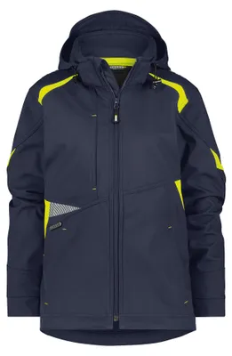 Produktbild von DASSY Softshell Jacke KALAMA Damen Gr. M blau/gelb