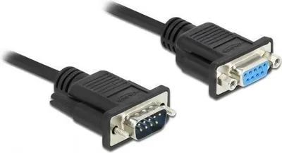 Image de DELOCK Câble série RS-232 D-Sub9 mâle vers femelle null-modem avec boîtier de connecteur étroit 2 m