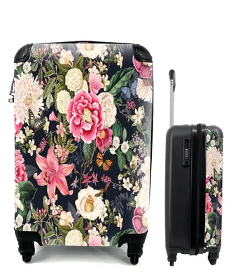 Produktbild von MuchoWow® Koffer Handgepäck Trolley Rollkoffer Kleine Reisekoffer mit 4 Rollen - Blumen - Muster - Rosa - Cabin Size < 55x40x23 cm & 55x40x20 cm - Fotokoffer - Kabinenkoffer - Boardgepäck - Reise-Box - Reisekoffer - Reisegepäck - Koffer mit Bild - Trolley für Kinder