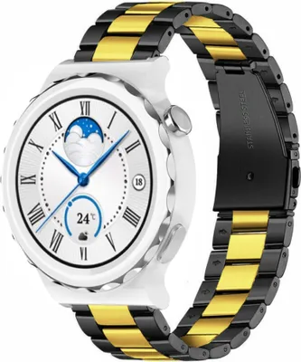 Produktbild von Strap-it Stahlarmband - Kompatibel mit Huawei Watch GT 3Armband 42mmHochwertiger EdelstahlHuawei watch strap Armband mit faltschließe für 20mmArmband Schwarz