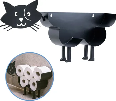 Produktbild von Sanics Reservepapierhalter Freistehend - Toilettenpapierhalter Hängend - Wandhalter - Ersatzrollenhalter Katze - Rollenhalter Schwarz