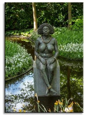 Immagine prodotto di Dipinto su tela, architettura, scultura di donne, dimensioni 50x70