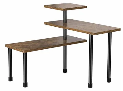Immagine prodotto di Organizzatore angolare per cucina, scaffale a 3 livelli, legno e metallo, colore nero, dimensioni 43x27x10 cm