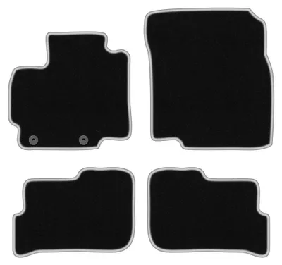 Produktbild von Velours-Fußmatten für Mitsubishi Space Star II 2013- (Schrägheck) – 4-tlg, Schwarz/Silber, passgenau – Wielganizator CARLUX