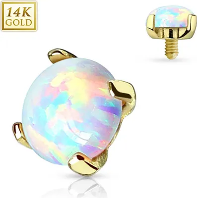 Produktbild von Dermal Anchor Aufsatz Hautanker Piercing 14 kt 585er Gold mit Opal 3 mm