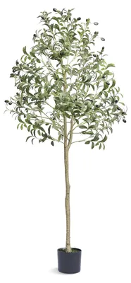 Image de Olivier artificiel 60 x 60 x 155 cm, plante artificielle en PE, plante artificielle en pot, fleur artificielle, inodore, imperméable, idéale pour décorer une chambre, un bureau ou un salon.