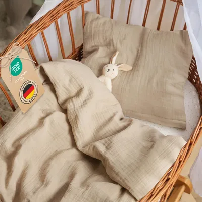 Produktbild von Laleni Kinderbettwäsche 80x80 cm & 35x40 cm aus Baumwolle, Musselin in Taupe