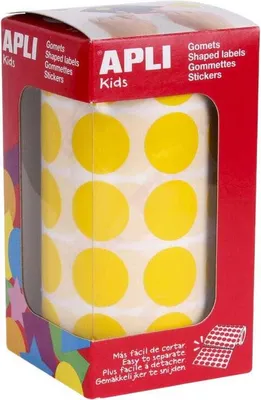 Produktbild von APLI Kids Sticker Creative "Rund" 20 mm auf Rolle gelb 1.770 Sticker