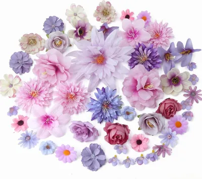 Produktbild von Kunstblumen zum Basteln, 48 Stück Mini Seidenblumen, Dekorative Blütenköpfe, für Hochzeit