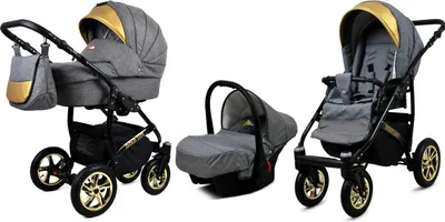 Produktbild von BabyLux® Gold Lux | 3in1 Kinderwagen Set | Flaxen | Kombikinderwagen | Kinderwagenset | Buggy +