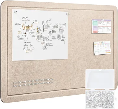 Imagen del producto de Panel de fieltro autoadhesivo, de 60 x 40 cm, color beige, para fotos y notas