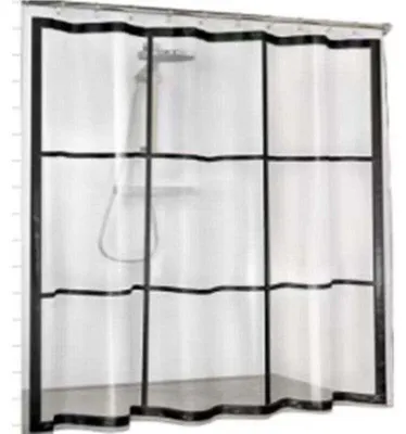 Produktbild von PEVA-Duschvorhang, transparent, schwarz, 180 x 200 cm