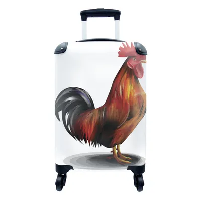 Produktbild von MuchoWow® Koffer Handgepäck Trolley Rollkoffer Kleine Reisekoffer mit 4 Rollen - Illustration eines Hahns - Cabin Size < 55x40x23 cm & 55x40x20 cm - Fotokoffer - Kabinenkoffer - Boardgepäck - Reise-Box - Reisekoffer - Reisegepäck - Koffer mit Bild - Trolley für Kinder
