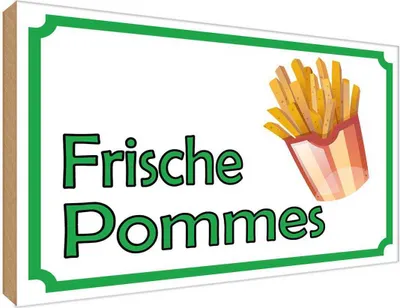 Produktbild von vianmo Holzschild 30x40 cm frische Pommes Restaurant Essen Trinken