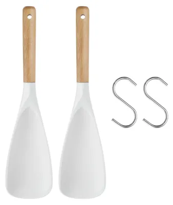Productafbeelding van Silikonen Kooklepels - 2 Stuks met Houten Handvat
