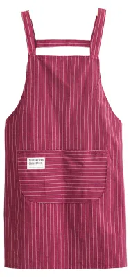 Produktbild von Kochschürze mit Streifenmuster, Vordertasche, ärmellos, schmutzabweisend, ideal für Küche, Haushalt und den täglichen Gebrauch.