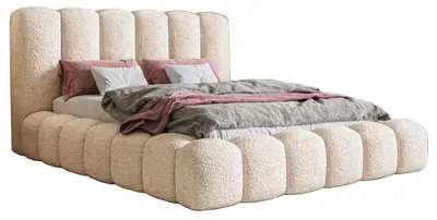 Produktbild von Doppelbett 140x200 cm Madeno - Schlafzimmerbett 140x200 - Bettkasten, Metall-Lattenrost, Dicker Schaum - Bouclé Beige