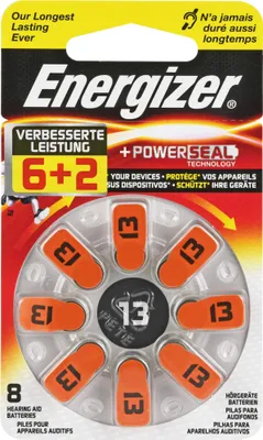 Obrázek produktu pro Energizer ENZINCAIR13-8P, Baterie na jedno použití, Zinek-vzduch, 1,4 V, 8 kusů, 280 mAh, 5,4 mm
