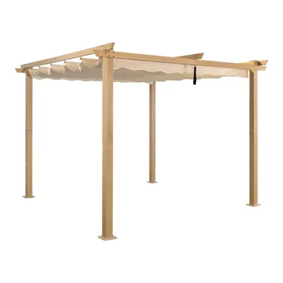 Zdjęcie produktu dla Angel Living 3 x 3 m pergola ogrodowa z aluminium w kolorze antracytowym, rury dachowe ze stali, regulowany dach z poliestru w kolorze kremowo-żółtym