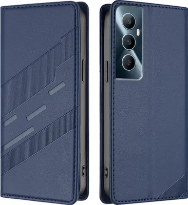 Produktbild von Hülle für Realme C65 4G, Kunstleder Brieftaschen Handyhülle mit Kartenfach und Standfunktion Blau