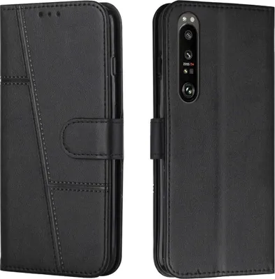 Zdjęcie produktu dla Pokrowiec König Design kompatybilny z Sony Xperia 1 III - pokrowiec ze skóry syntetycznej na telefon komórkowy - czarny