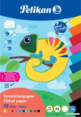 Obrázek produktu pro Pelikan Tonpapier Block A3,10 Blatt in 10 Farben,Blauer Eng.