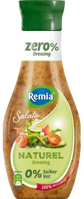 Produktbild von Remia Salata Zero% Naturel Salatdressing, fettfrei, 250 ml, vegan, kalorienarm