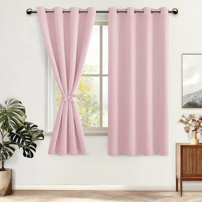 Productafbeelding van Verduisteringsgordijnen 160x140 cm - Blushroze - Thermogordijnen - Koude-isolatie voor slaapkamer