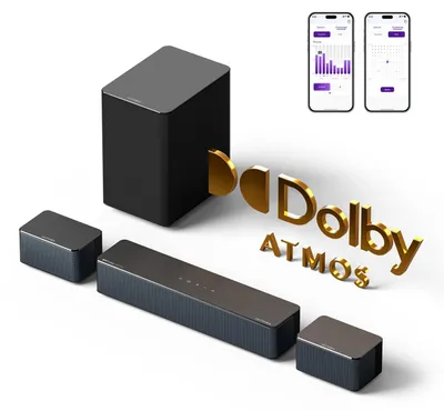 Image de Barre de son avec caisson de basses sans fil et son surround – Système audio Dolby Atmos pour home cinéma