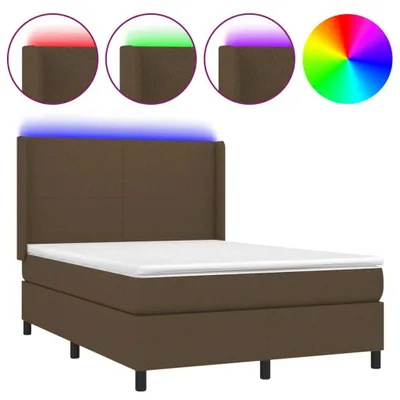 Produktbild von vidaXL Boxspringbett mit Matratze & LED Dunkelbraun 140x190 cm Stoff