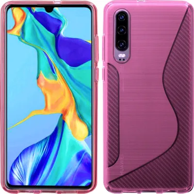 Produktbild von cofi1453® S-Line Hülle Bumper kompatibel mit HUAWEI P30 Silikonhülle Stoßfest Handyhülle TPU Case Cover Pink