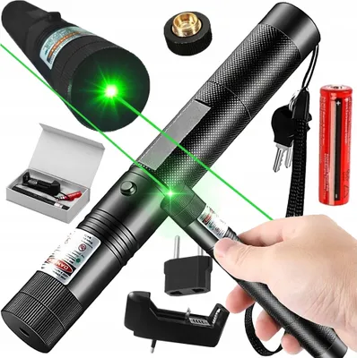 Zdjęcie produktu dla Zielony Wskaźnik Laserowy Z Wydajnym Akumulatorem I Ładowarką - Solidna Konstrukcja