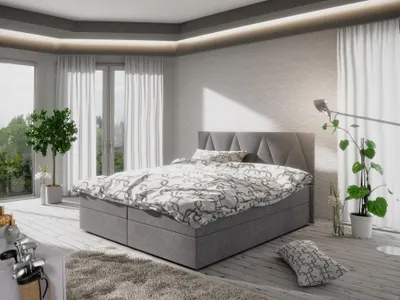 Produktbild von Boxspringbett Schlafzimmerbett GALA 180x200cm Grau inkl.Bettkasten