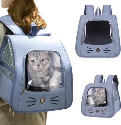 Productafbeelding van Ibenzoa® Transportrugzak voor huisdieren, ruim en ademend, opvouwbaar, 34x37x25 cm, met transparante vooropening, geschikt voor katten en kleine honden tot 15 kg
