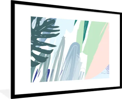 Produktbild von MuchoWow® Gerahmtes Poster Sommer - Abstrakt - Tropisch 90x60 cm - Poster mit Schwarzem Bilderrahmen Wandposter Rahmen Foto Bilder - Wanddekoration - Fotos