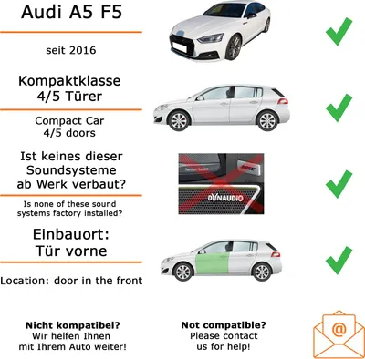 Produktbild von Lautsprecher Boxen Einbaupaket vorne Crunch DSX6.2E passend für Audi A5 + Sportback | Set für zwei Türen