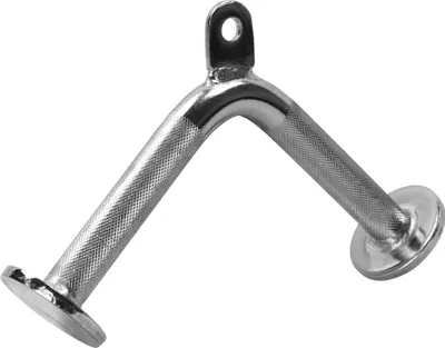 Produktbild von GORILLA SPORTS® Trizeps-Griff - V Form, Schmal, bis 200 kg Belastbar, gerändelt, aus Chrom - V Griff, Bizeps Trizeps Griff, Kabelzuggriff, Seilzug Griff, Latzug Griff, Krafttraining