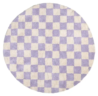 Zdjęcie produktu dla Dywan okrągły retro - Gambit Liliowy/Biały