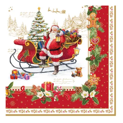 Produktbild von 20 Servietten Christmas Memories - Nostalgischer Weihnachtsmann 33x33cm