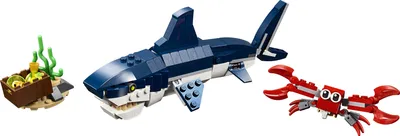Produktbild von LEGO Creator Bewohner der Tiefsee, Spielzeug mit Meerestieren Figuren: Hai, Krabbe, Tintenfisch und  Seeteufel, Set für Kinder ab 7 Jahre 31088