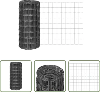 Produktbild von The Living Store Eurozaun Stahl 25 x 0,8 m Grau
