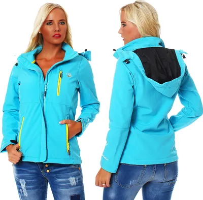 Produktbild von Geographical Norway Damen Tchika Softshell Funktions Outdoor Regen Jacke , türkis, Größe XXL