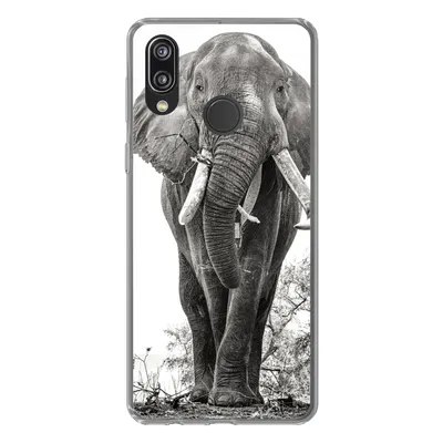 Produktbild von MuchoWow® Handyhülle Schutzhülle Hülle für Huawei P20 Lite (2020) Elefant - Porträt - Tiere - Schwarz und weiß Silikon Softcase Handy Hülle - Kartenhalter