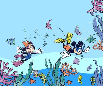 Zdjęcie produktu dla Disney fototapeta Mickey & Minnie Mouse niebieskim - 612779 - 3 x 2,50 m