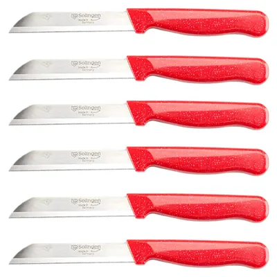 Produktbild von SOLINGEN Messer Allzweckmesser Rot Flitter Obstmesser Sehr Scharf Schälmesser, Stückzahl:20 Stück