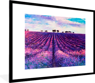 Produktbild von MuchoWow® Gerahmtes Poster Ölfarbe - Malerei - Blumen 80x60 cm - Poster mit Schwarzem Bilderrahmen Wandposter Rahmen Foto Bilder - Schlafzimmer-Dekorationen - Fotoposter