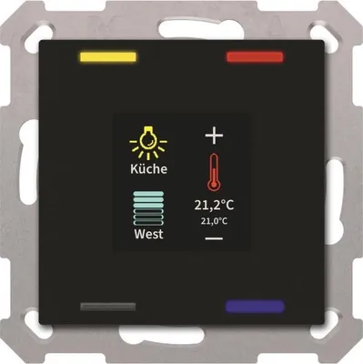 Zdjęcie produktu dla MDT BE-TAS55T406.01 KNX Taster Smart 554-f m.Farbdisplay u.T-/f-Sensor sw (BE-TAS55T406.01)